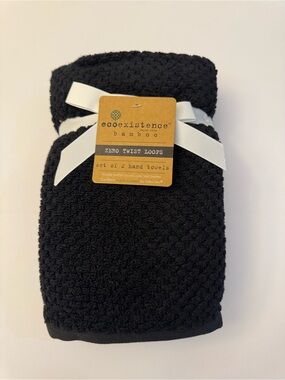 2pc ECOEXISTENCE Bamboo Zero Twist Loops Hand Bath Towel Set - Black